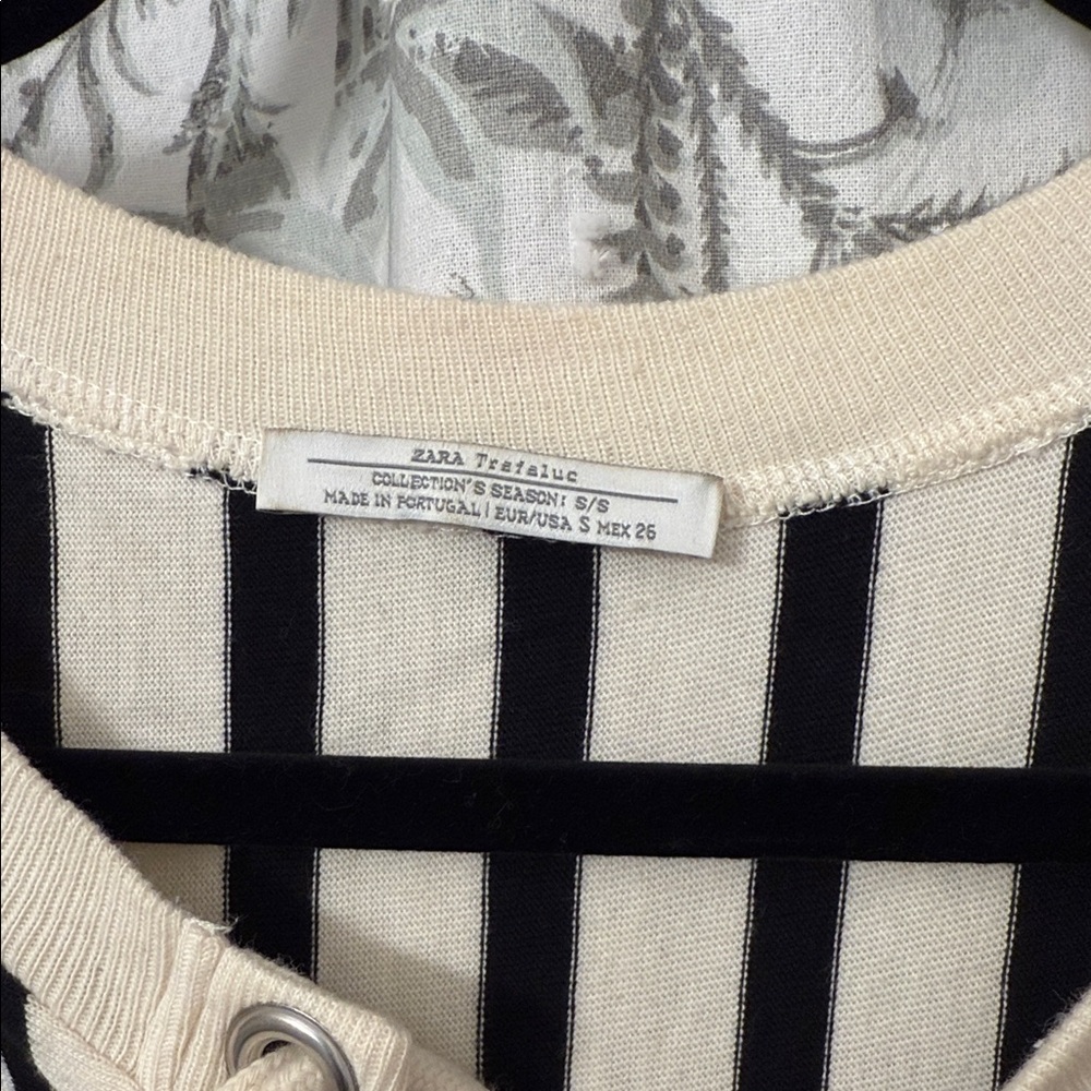 Zara Black and Cream Striped Mini Dress - Picture 2 of 5